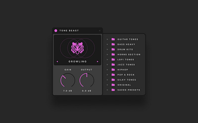 Tone Beast VST Simple Audio Plugin UI Design audio audio plugin figma plugin design uiux user interface vst