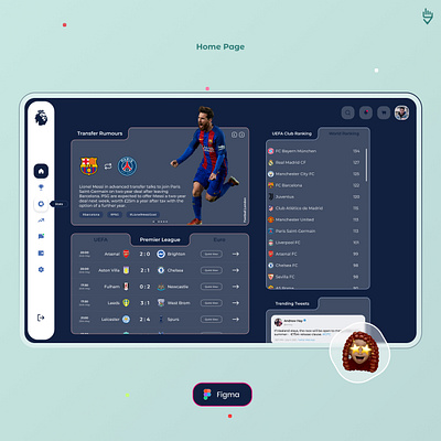 Football • Home Page Design bet fifa figma figma webdesign football football webdesign home page design la liga league 1 lionel messi messi10 premier league soccer sports transfer uefa ui ui design ui inspiration uiux