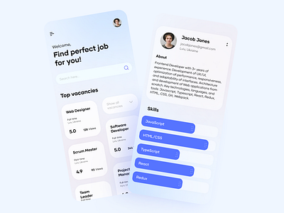 Job search platform - Mobile Application 3d animation app blog branding development graphic design hiring illustration independence landing logo motion graphics movadex studio ui ukraine web site