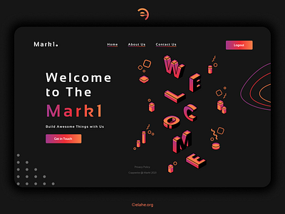 Mark1. Welcome Page branding design figma ui ux website