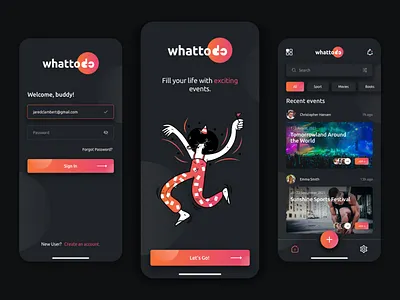 🎉 Events App Design app design concept dark dark mode dark theme event event app events ios design mobile mobile design