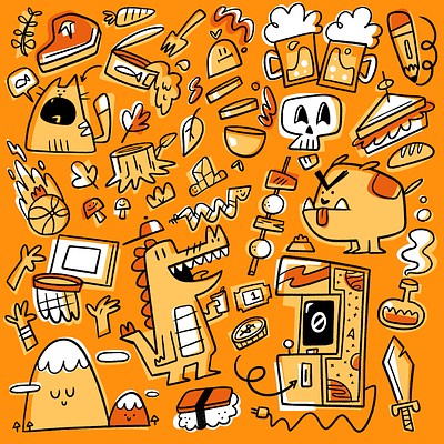 Doodles in Orange character design doodles illustration