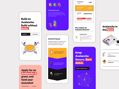 Avalanche Mobile animation art direction avalabs branding bruno crytpo illustration isometric landing mobile responsive ui ux webdesign