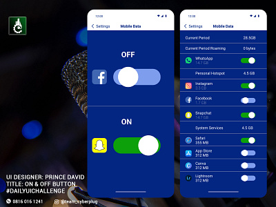 ON AND OFF BUTTON app branding dailyui dailyuichallenge design graphic design illustration logo ui vector