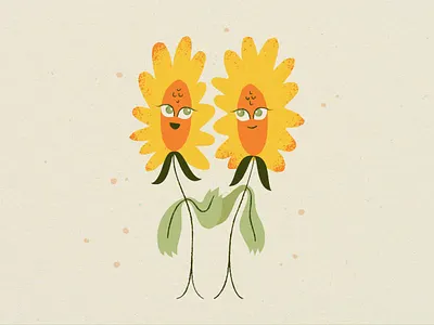 Summer Sunflowers card character flower friends illustration organic print sunflower texture vector