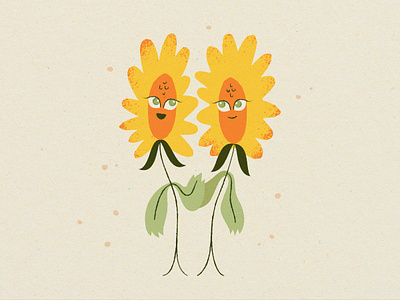 Summer Sunflowers card character flower friends illustration organic print sunflower texture vector