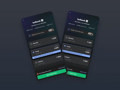 Testbook Pass (Black Theme) app app design blacktheme branding dark darktheme design product productdesign subscription ui ui design ux ux design