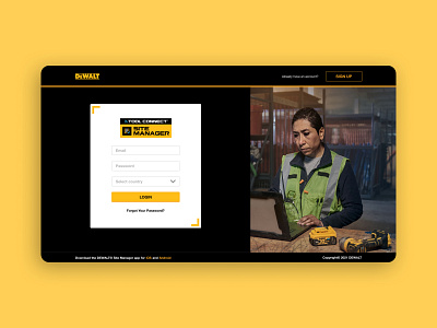 DeWalt Login Site UI Proposal login page login site