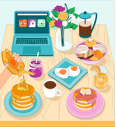 Isometric Illustration 2d 3d art breakfast color design food illustration isometric meal shapes visual