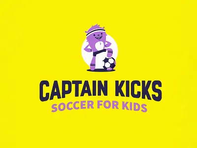 Captain Kicks! Soccer for KIDS. badge badge design branding childrens design design for kids fifa fun kicks kids design logo logo design mascot mascot design mls monster playful design quirky soccer sports design sports for kids