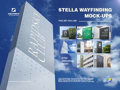 STELLA WAYFINDING MOCK-UPS environmental graphics exterior information design logo logo mock up outdoor signage presentation screen sign board signpost stella