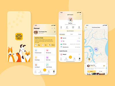 Pet Care App @BestPet animal animal care app cat design dog mobile pet ui ux