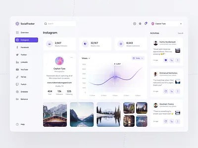 Socialtracker Web app admin ui app app design chart dashboard design desktop figma graph inspire manager mockup social social media social tracker tracker ui ui design ux design web app