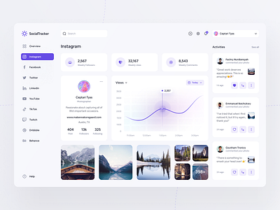 Socialtracker Web app admin ui app app design chart dashboard design desktop figma graph inspire manager mockup social social media social tracker tracker ui ui design ux design web app