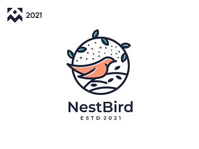Nest Bird Logo bird branding cartoon character design emblem fly icon illustration lineart logo logos nature symbol vector wings