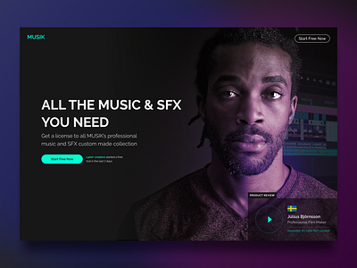 Web design - hero section dark figma music website ui webdesign website