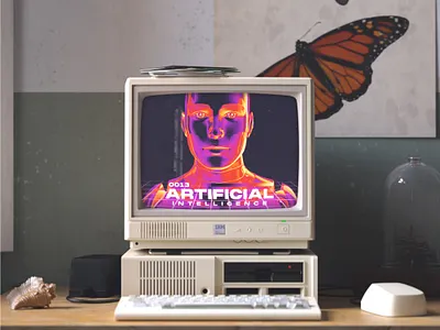 Artificial Intelligence 3d abstract artwork coverart design digitalart gradient graphic design minimal mockup modern photoshop poster print print design typography vector