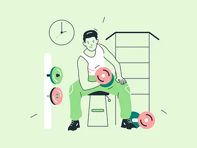 Nick Illustrations ✌️🍝💻 character colorful design flat gym illustration kapustin resources set sport vector