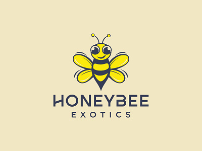 Yellow Honey Bee Exotics Logo bee bee art logo bee fly logo exotics honey logo yellow