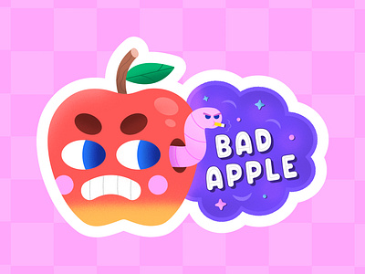 Bad Apple 2d art apple bad apple character character design colorful cute cute design design flat flat design fruit illustration illustrator smoking texture vector vector art vector graphic worm