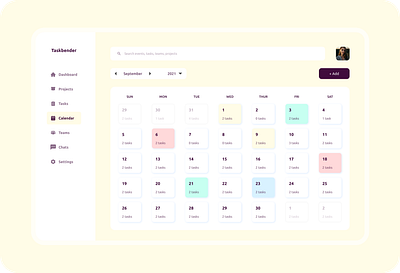 Calendar section of a Task Manager app branding dailyui figmadesign uxfoodie