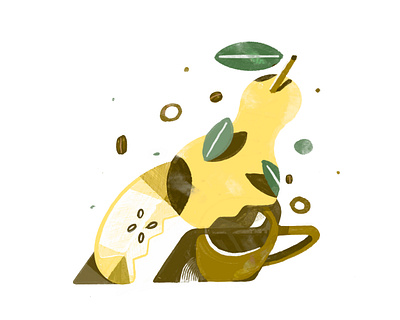 Bitten pear, Bitter coffee abstract coffee composition design fruit graphic design illustration pear still