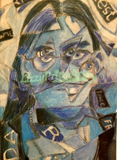 Hope - Self Portrait blue colored pencils drawing self portrait self portrait