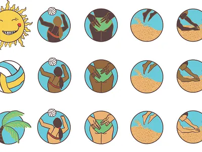 Beach Volleyball Icon Set design graphic design icon illustration vector