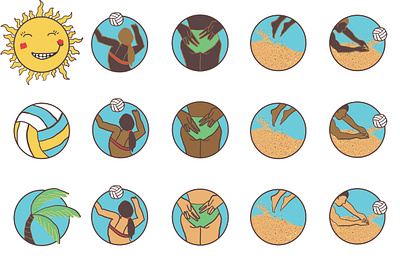 Beach Volleyball Icon Set design graphic design icon illustration vector
