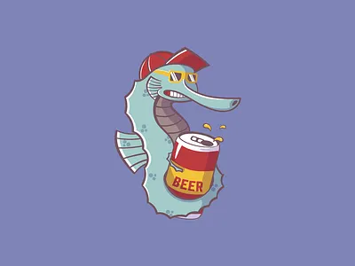 Drunken Seahorse beer can branding character design graphic design illustration logo seahorse vector