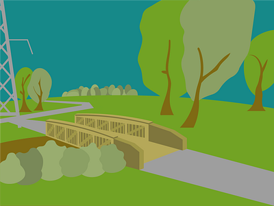 Neighborhood Bridge Illustration bridge bridge illustration illustration landscape landscape illustration nature nature illustration nature landscape