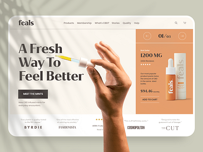 Feals - CBD Health Landing Page Design cannabis cbd cbd oil clean design fitness health healthcare hemp homepage landing page medical medical app medicine saas saas landing page supplement ui web website