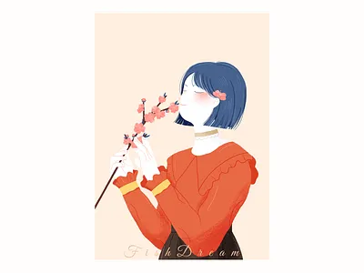 春天的花🌺 flower girl illustration 女孩 花