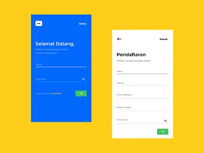 Mobile design : Login & Register flat login mobile register typography ui