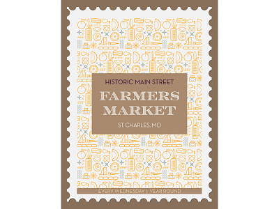 Main Street Farmers Market Poster 🥬🌽🥕 2d branding city design downtown farmers market flat food graphic design historic icon illustration pattern postage stamp poster product sketch typography vector veggie