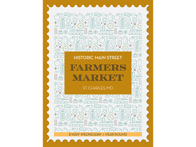 Main Street Farmers Market Poster 🥬🌽🥕 2d artwork branding color cute design farmers market flat food icon illustration organic postage stamp poster product quick sketch typography vector weekly warmup