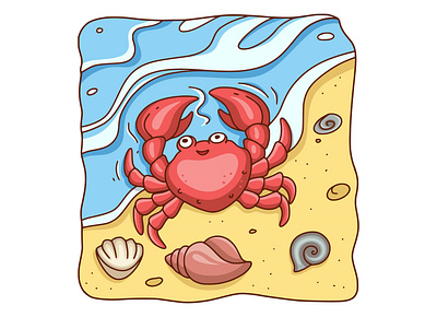 Cartoon illustration beach crab eye