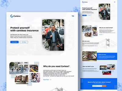 Carless Insurance Landing Page branding graphic design health insurance insurance insurance company landingpage life insurance ui uiux webdesign