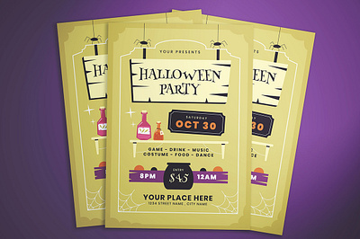 Halloween Flyer ai design graphic design halloween illustration illustrator potion psd template vector witch ykzr