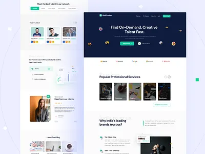 Getcreator- Indian freelance platform Landing page ui blue clean freelance freelance market place ui freelance platform landing page getcreator getcreator.in indian design studio indianpix indiefolio landing page landing page design sanket top indian design studio top indian uiux designer work from home