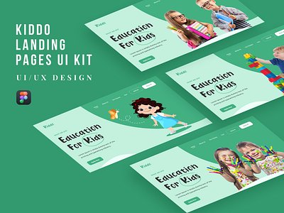 Kiddo Landing Pages UI Kit 2021 design babies website baby freelancing projects kiddo kids kids education landing page new ui trend ui ui design ui trend 2021 uiux ux ux design website