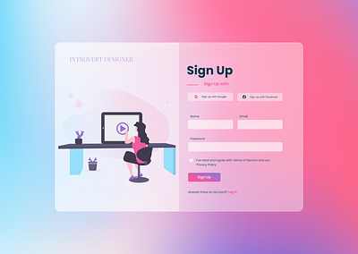 Sign Up Page with Figma Glassmorphism adobexd design figma login loginpage ui