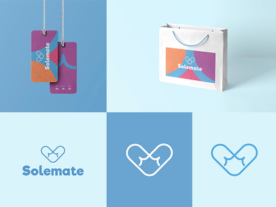 VISUAL IDENTITY - Solemate Footwear blue brand identity branding branding agency branding design design footwear friendly fun heart logo logotype love mockup moodboard packaging shoe slipper smile visual identity