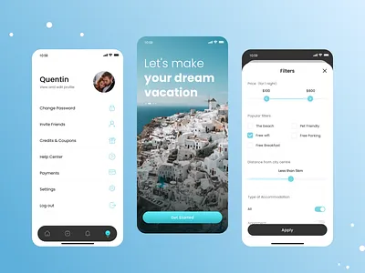 Travel App 02 icon personal center travel app ui