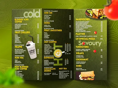 Menu Coffee Planet Pakistan branding design graphic design illustration ui vector
