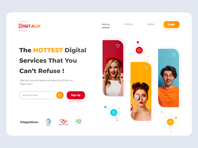 Digital Agency agency clean colorful flat homepage landing landing page layout light light mode login media minimal social ui uiux ux visual design web web design