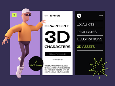 Hipa People 🔥 3D Characters 18design 3d 3d character 3d dude 3d gym 3d illustration 3d men 3d people 3d sport 3d user app application clean clean ui illustration minimal minimalism the18design ui uidesign