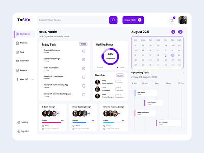 Task Management Dashboard Design activity calendar chart dashboard design design dashboard management progress task task list task management ui uiux ux web design