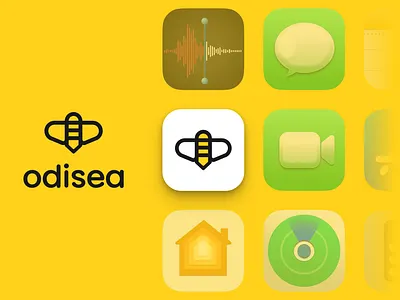 odisea icon app app design app logo bee graphic design icon icon design logo logo design mascot minimal minimalist playful web icon web logo yellow