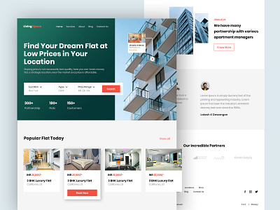 LivingSpace - Landing Page Design branding design homepage landing page realestate ui ux design